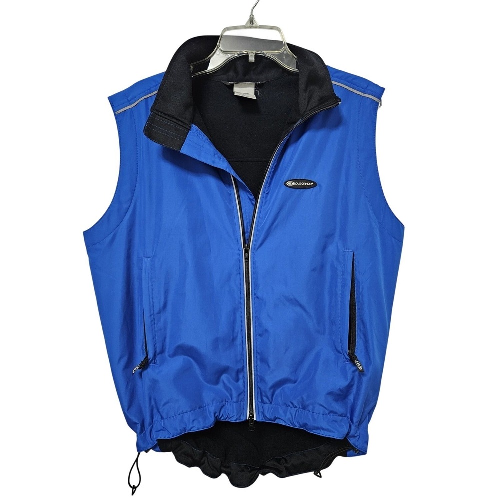 Louis Garneau Cycling Vest Mens Sm Blue Full Zip Windbreaker Reflective Pockets